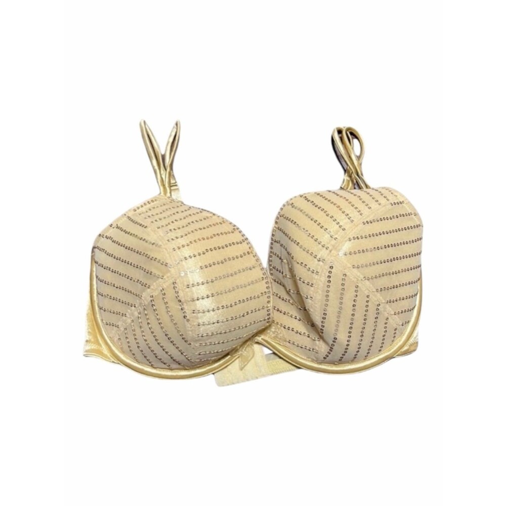 Cacique Gold Sequined Bra Size 40DD